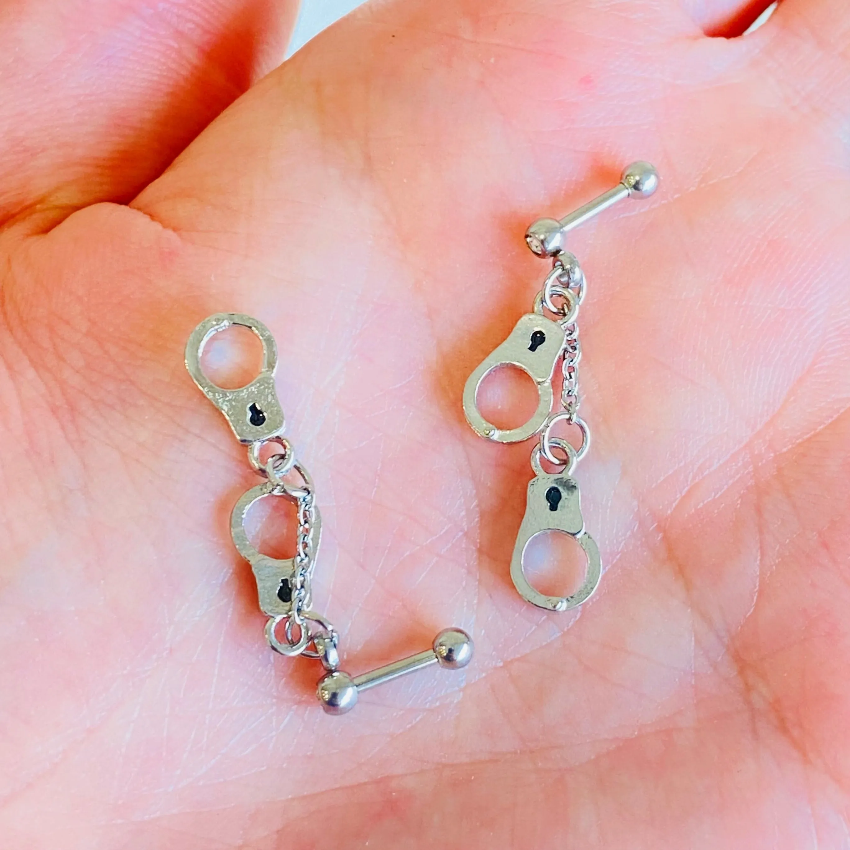 Steel CZ Hand Cuffs Tragus Barbell