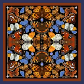 The Key & Butterfly Silk Neckerchief - Amber | 45x45cm
