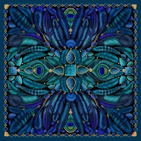 The Peacock Feather Silk Scarf | 130x130cm [Preorder]