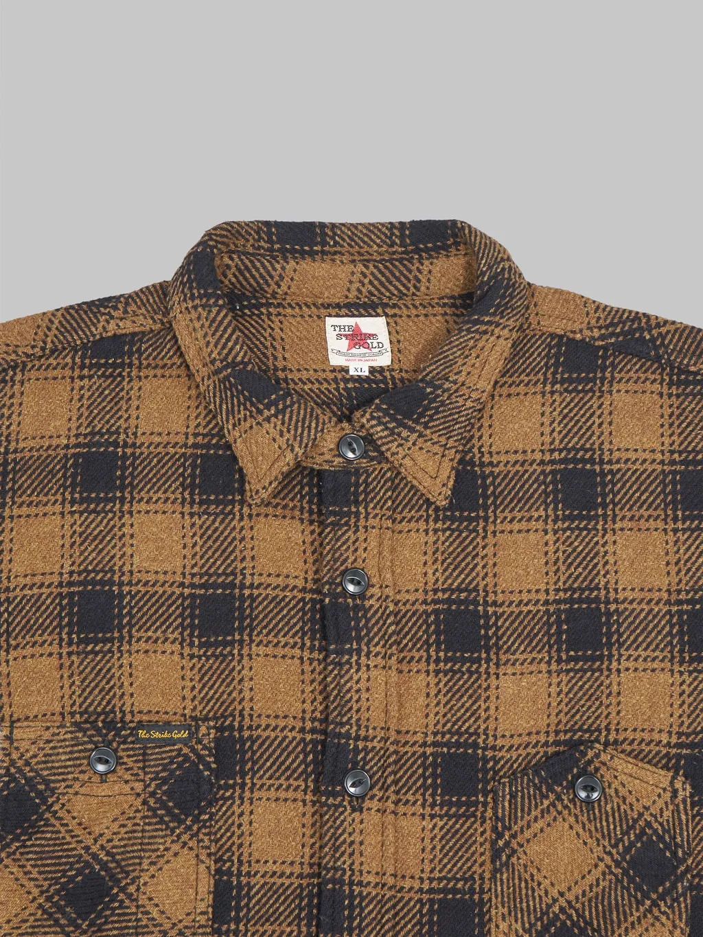 The Strike Gold SGS2203 Recycled Cotton Flannel Mixed Nep Check Work Shirt Brown