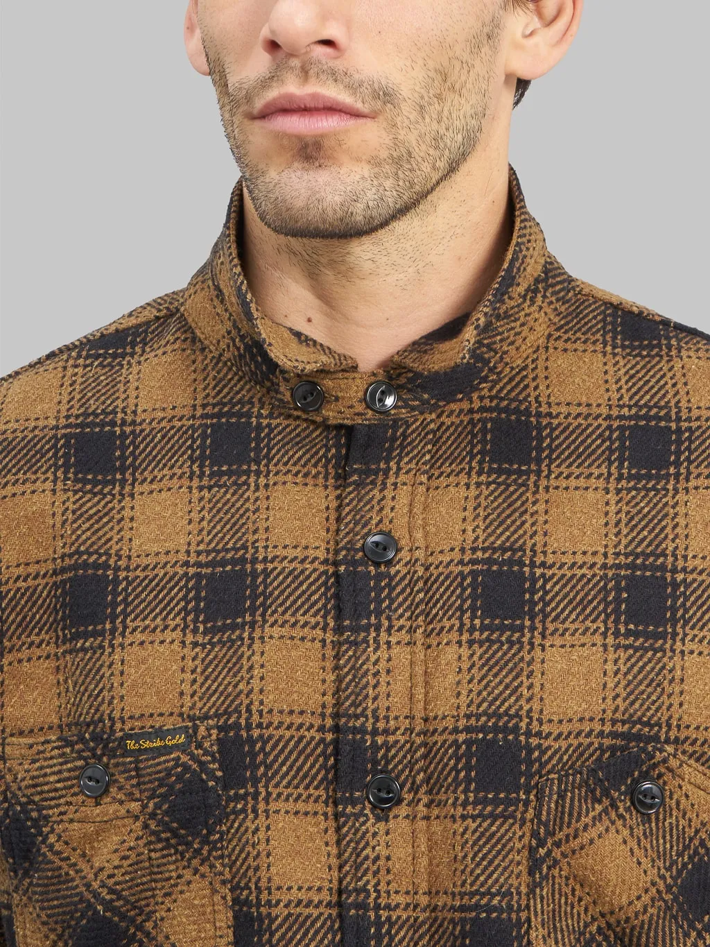 The Strike Gold SGS2203 Recycled Cotton Flannel Mixed Nep Check Work Shirt Brown
