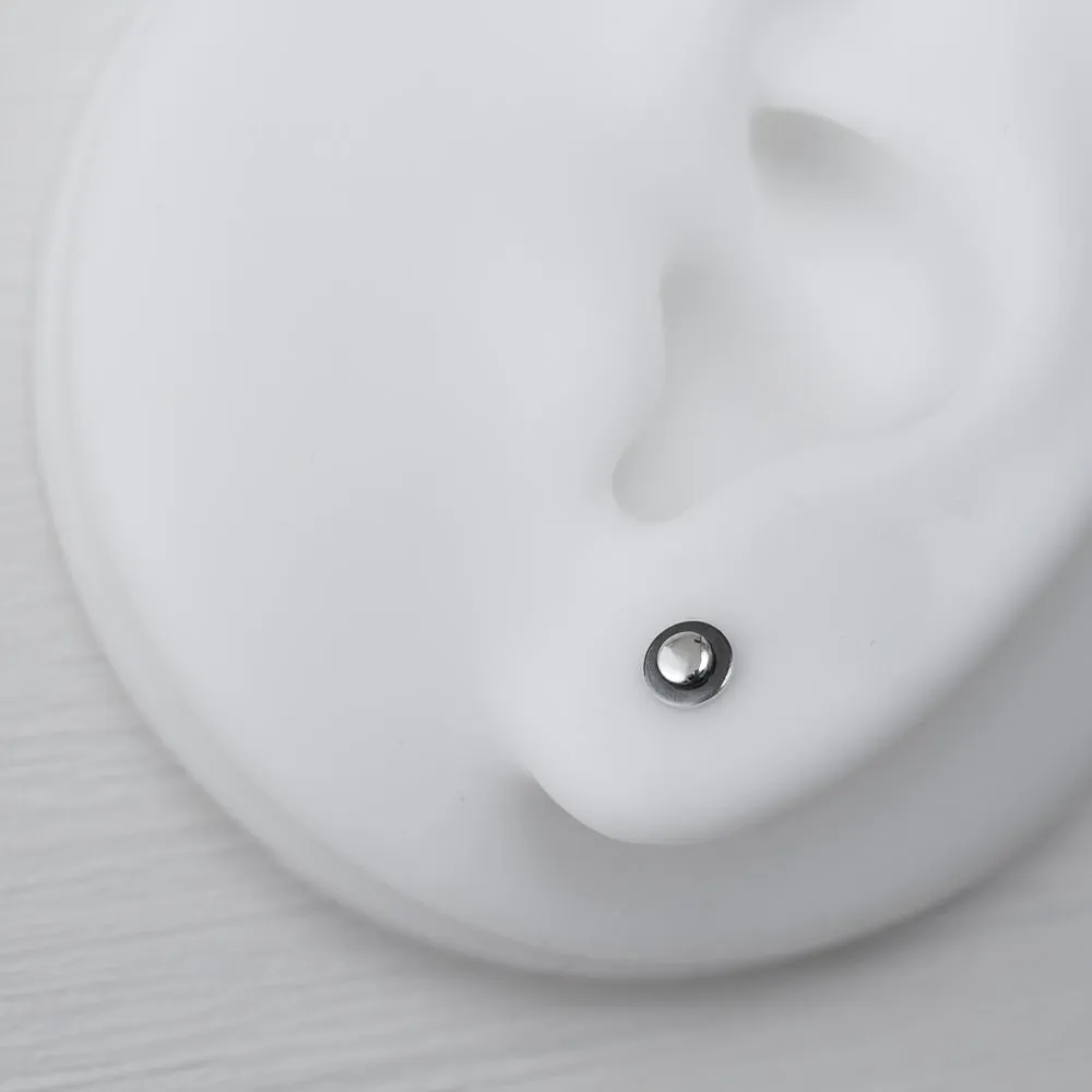 Very Tiny 4.5mm Round Layered Disc Studs, Teeny Tiny Minimalist Sterling Silver Stud Earrings