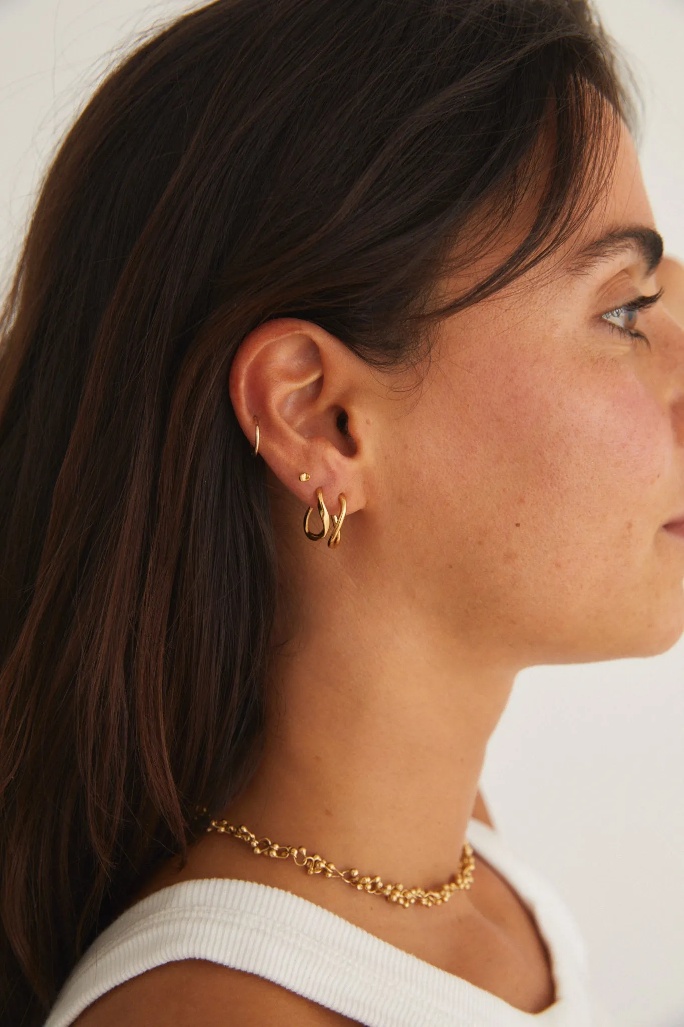 Wave Link Earrings | Gold