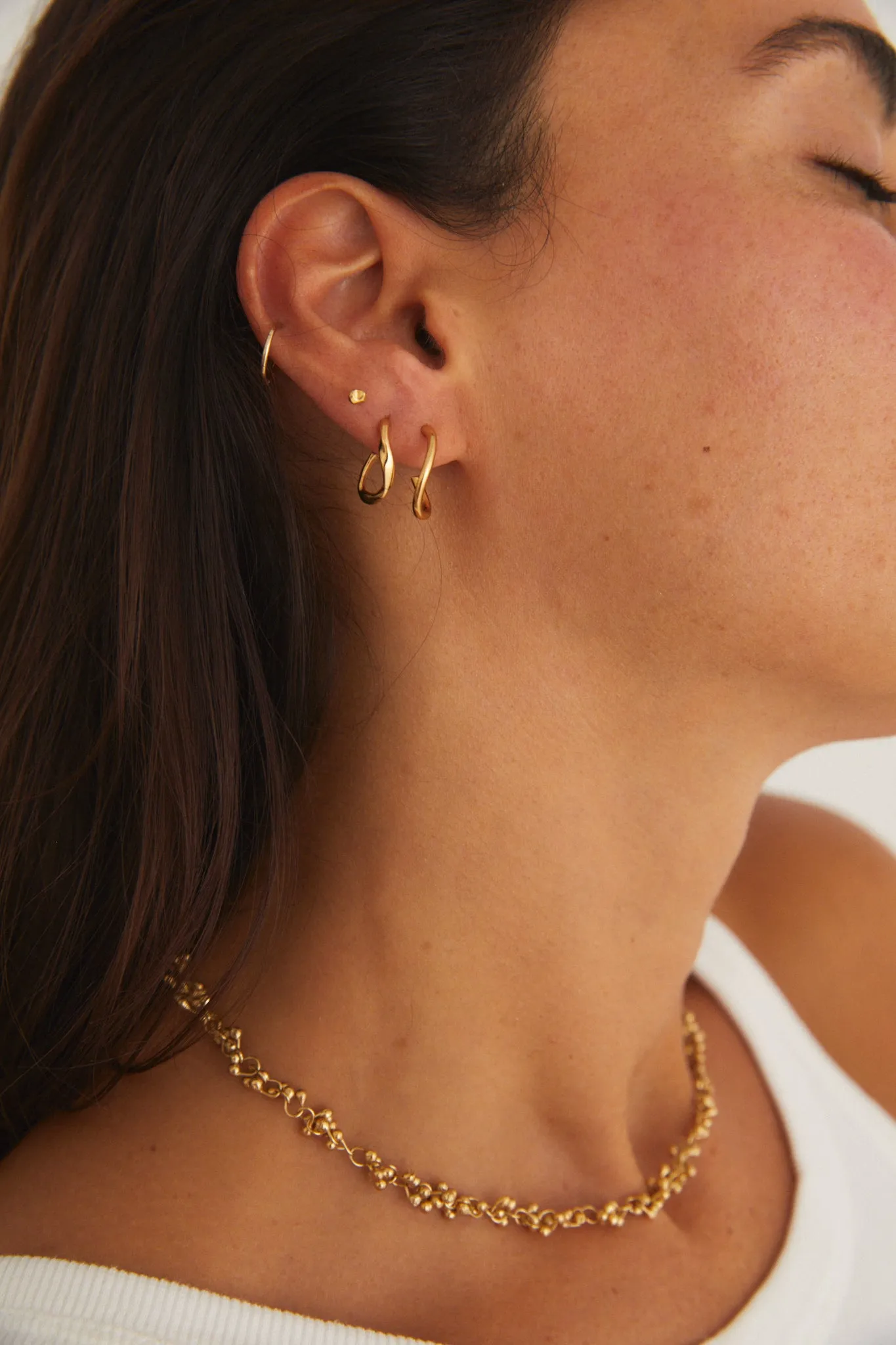 Wave Link Earrings | Gold