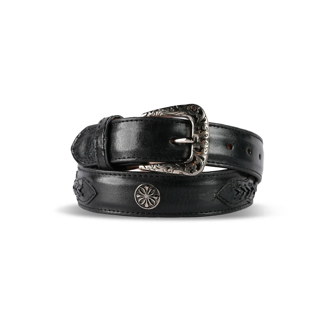 Womens Texas Country Western Leather Belt Alexa Negro