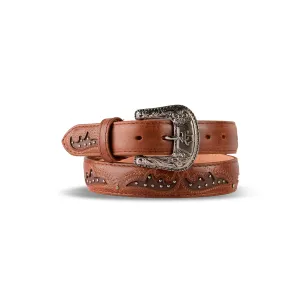 Womens Texas Country Western Leather Belt Cater Tabaco Alas